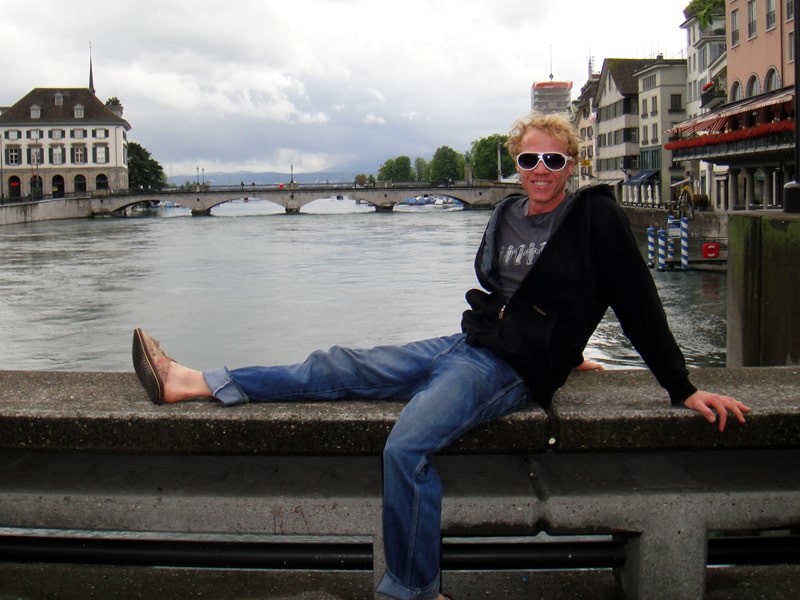 Sitting on a Bridge in Switzerland